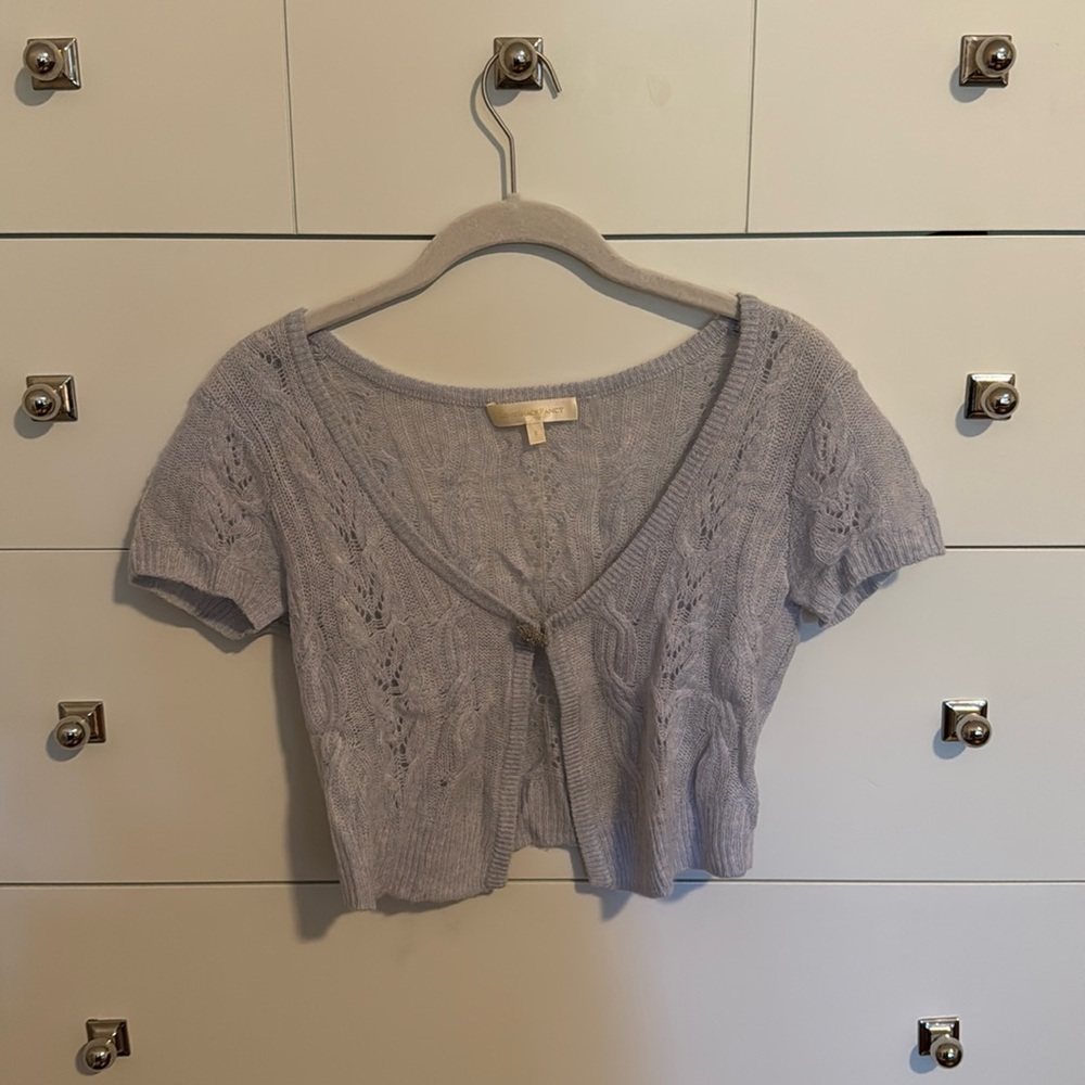 Short sleeve knit cardigan an